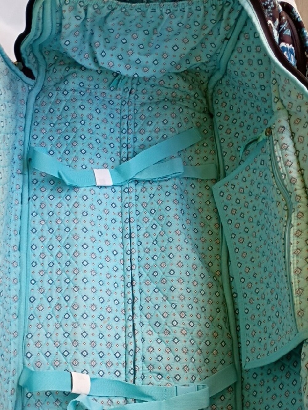 Vera Bradley Quilted Travel Bag Retired Java Blue 26" Rolling Duffle Luggage - Picture 11 of 16
